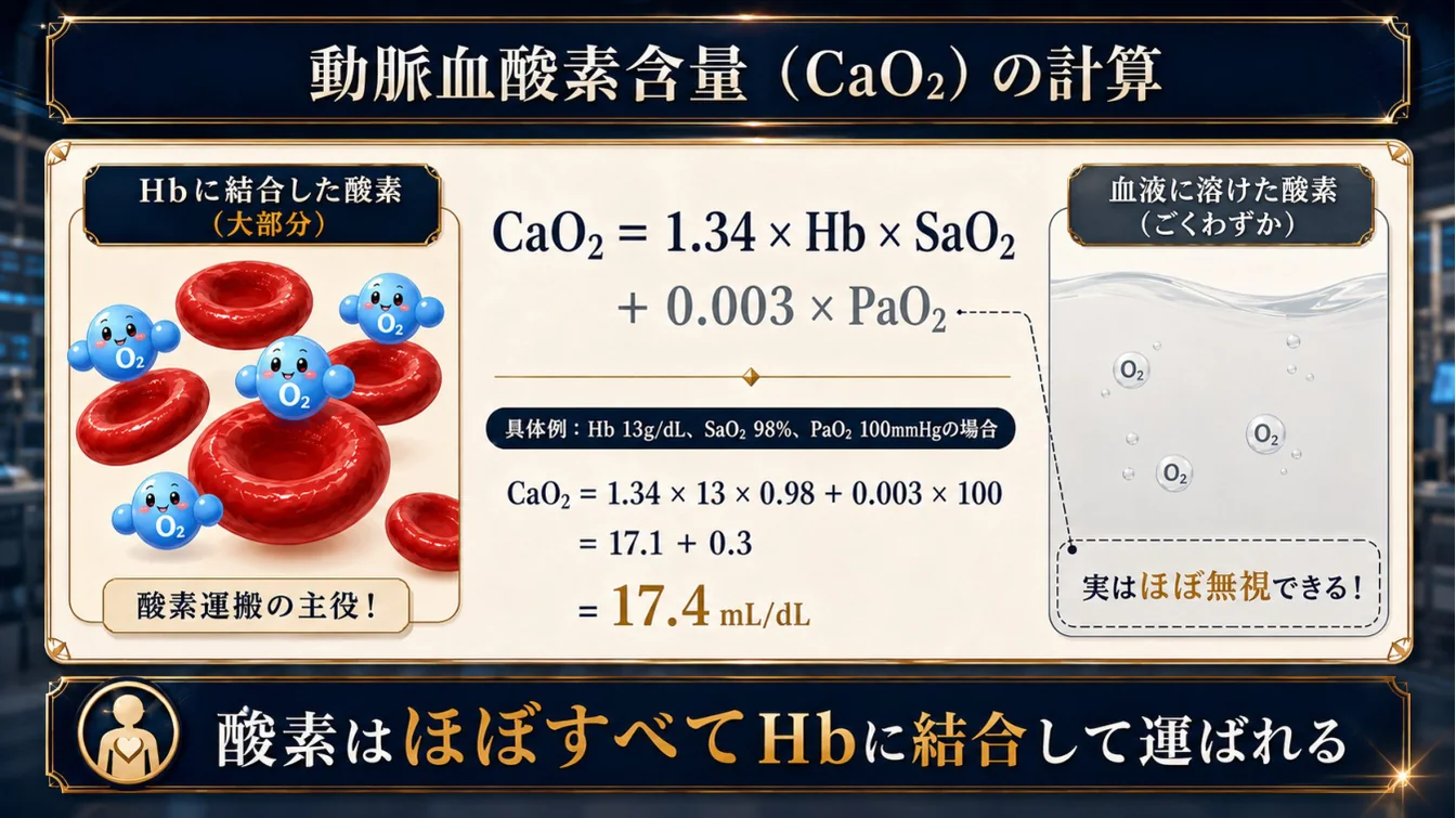 動脈血酸素含量（CaO₂）の計算