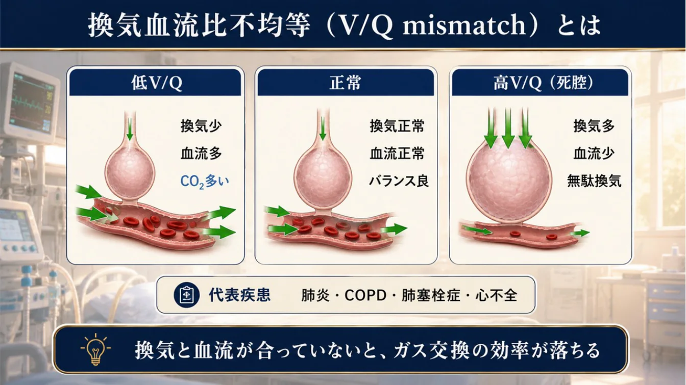 換気血流比不均等（V/Q mismatch）とは